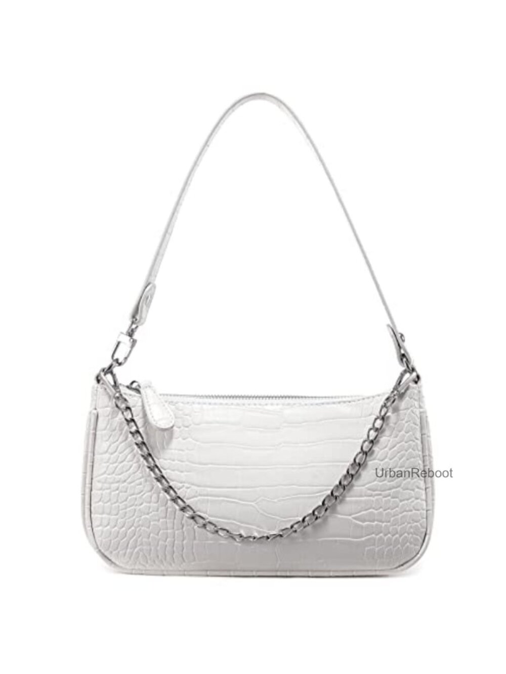 Loiral Small Retro Crocodile Pattern Baguette Shoulder Bag PU Leather